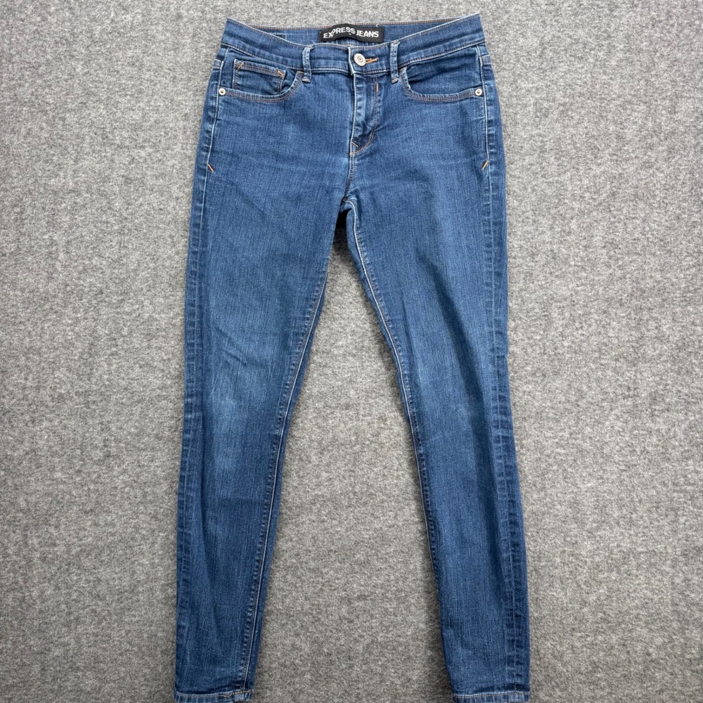 Express Jeans Womens Skinny Medium Wash Mid Rise Denim Blue Size 4/27